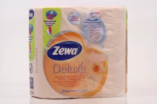 Туалетная бумага Зева делюкс персик 3-х слойная, 4 шт
