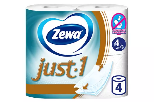 Туалетная бумага Зева джаст-1 4-слойная, 4 шт