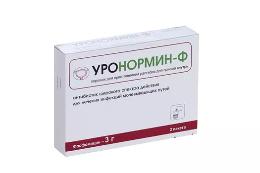 Уронормин-Ф 3 г, 8 г, 2 шт, порошок для приготовления раствора для приема внутрь