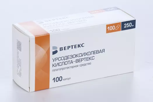 Урсодезоксихолевая кислота-Вертекс 250 мг, 100 шт, капсулы