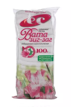 Вата Зиг-Заг н/с хирург, 100 г