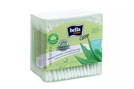 Ватные палочки Бэлла с экстр алоэ, 200 шт, пластик