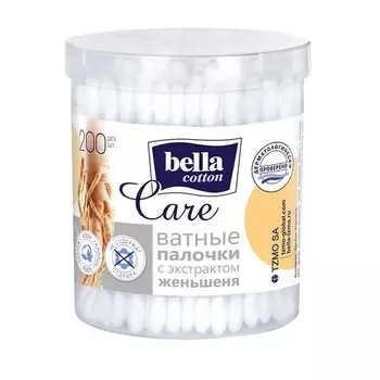 Ватные палочки bella cotton care с экстракт женьшеня, 200 шт