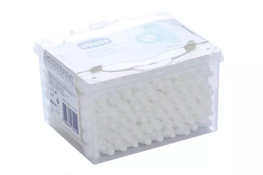 Ватные палочки Chicco с ограничителем (с 0 мес), 90 шт