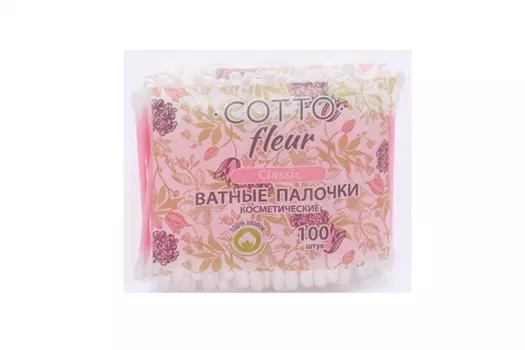Ватные палочки Cotto Fleur classic, 100 шт, пакет