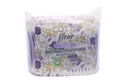 Ватные палочки Cotto Fleur classic, 200 шт, пакет