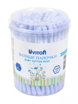 Ватные палочки для детей, для макияжа цветные 100 шт Uviton, голубые