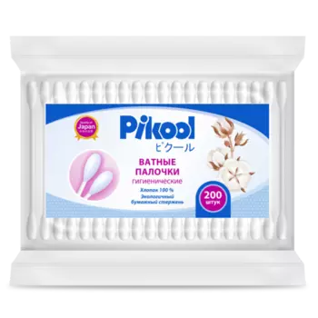 Ватные палочки гиг Пикул, 200 шт, пакет