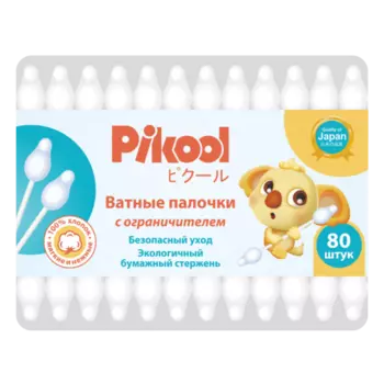 Ватные палочки гиг Пикул детские с огранич, 80 шт