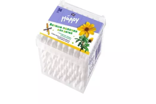 Ватные палочки Хэппи с экстр череды, 56 шт, с огранич