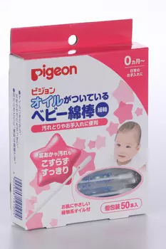 Ватные палочки Pigeon с масляной пропиткой, 50 шт, (33490047)