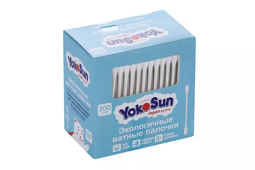 Ватные палочки YokoSun экологичные, 200 шт