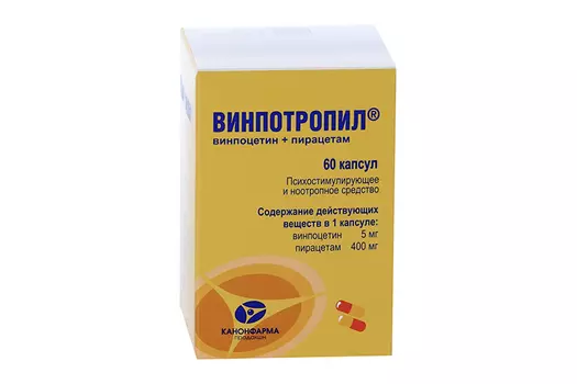 Винпотропил 5 мг+400 мг, 60 шт, капсулы