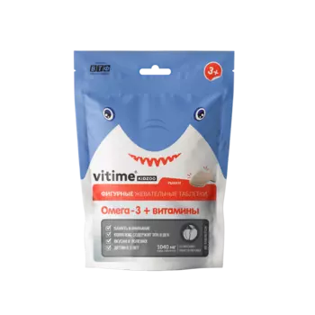 Витаминно-Минеральный компл ВиТайм Кидзу Омега-3+Витамины рыбки, 60 шт, таблетки жевательные