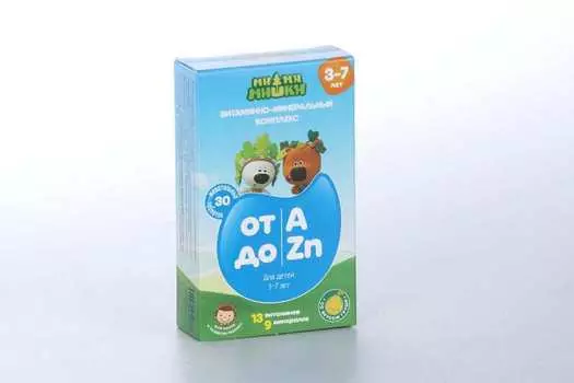 Витаминно-минеральный комплекс Ми-ми-мишки от А до Zn д/детей 3-7 лет, 30 шт
