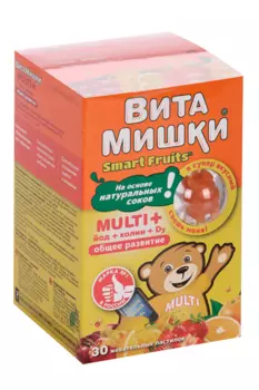 ВитаМишки Мульти плюс йод+холин+D3, 30 шт, пастилки жевательные