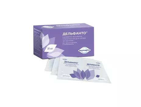 Влажные салфетки для ухода за веками и ресницами Дельфанто, 28 штук