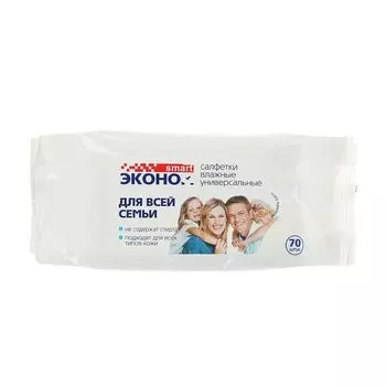 Влажные салфетки «Эконом Smart» д/всей семьи, 70 шт.
