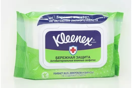 Влажные салфетки KLEENEX бережная защита антибактериальные, 40 шт