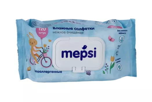 Влажные салфетки Mepsi детские, гипоаллергенные, 120 шт.