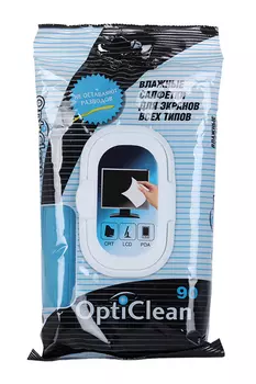 Влажные салфетки OptiClean, д/экранов, 90 шт.