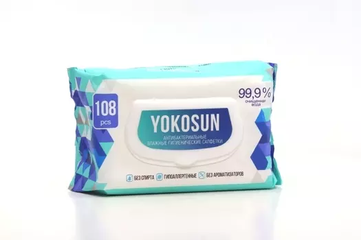 Влажные салфетки YokoSun антибактериальные гигиенические, 108 шт
