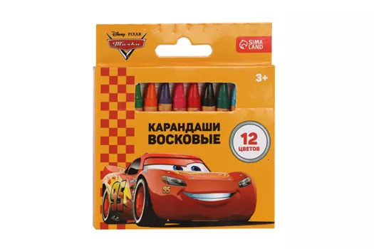 Восковые карандаши Disney Тачки, набор 12 цветов