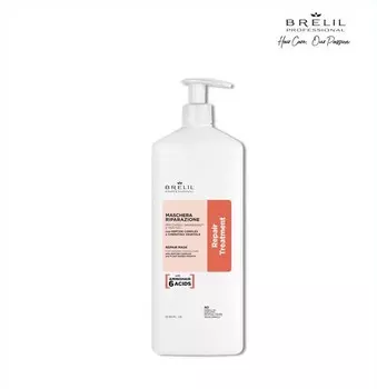 Восстанавливающая маска Brelil professional AMINO TREATMENT для поврежденных волос, 1000мл.