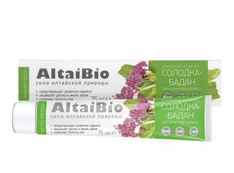 З/паста АлтайБио профилактика кариеса солодка/бадан, 75 мл