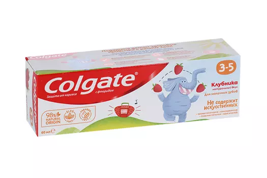 З/паста Колгейт с фторидом Клубника д/молочных зубов (3-5 лет), 60 мл