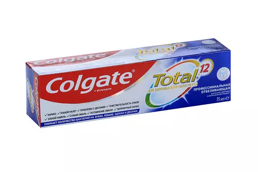 З/паста Колгейт Тотал 12 Профессиональная отбеливающая, 75 мл