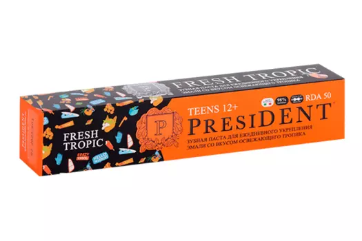 З/паста PRESIDENT Fresh tropic 50 RDA детская (с 12 лет), 70 г