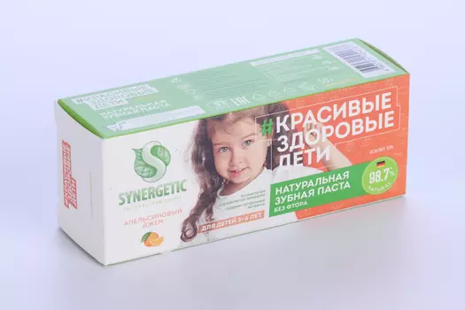 З/паста SYNERGETIC Апельсиновый джем натуральная детская (3-6 лет), 50 г