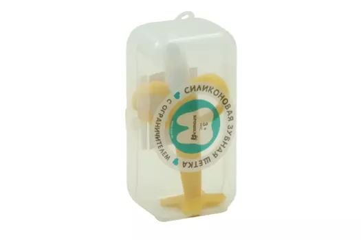 З/щетка дет Крошка Я прорезыватель-массажер банан на присоске с ограничит силикон от 3 мес желт