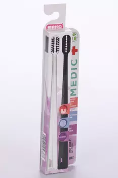 З/щетка ЛПП МЕДИК д/брекет-систем средняя цв черный/белый биоразлагаемая набор, 2 шт