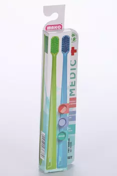 З/щетка ЛПП МЕДИК средняя цв голубой/зеленый биоразлагаемая набор, 2 шт