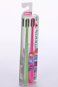 З/щетка МЕДИК д/брекет-систем средняя цв зеленый/розовый биоразлагаемая набор, 2 шт
