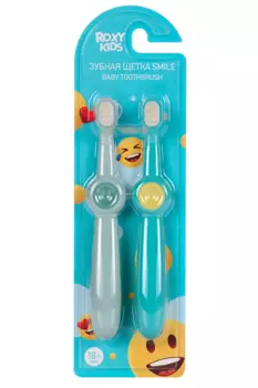 З/щетка ROXY-KIDS Смайлик д/детей ультрамягкая бирюзовый/зеленый, 2 шт