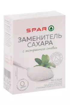 Заменитель сахара Spar с экстрактом стевии, 60 шт, саше