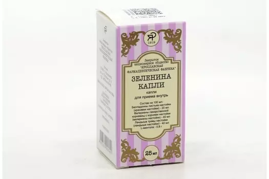 Зеленина капли, 25 мл, для приема внутрь