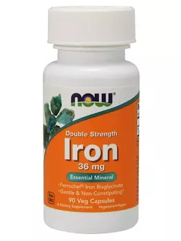 Железо NOW двойной силы, 36 мг, 90 шт, капсулы