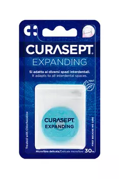 Зубная нить CURASEPT EXPANDING расширяющаяся вощеная CHX 0,2%, со вкусом мяты, 30м