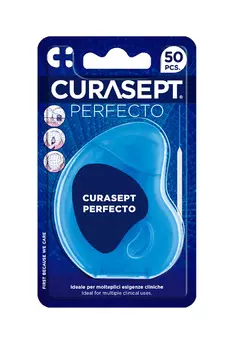 Зубная нить CURASEPT Perfecto губчатая мягковолокнистая (суперфлосс) для брекетов, имплантов и мосто