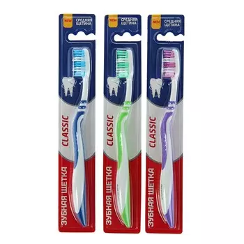 Зубная щётка Rendall Classic, средней жёсткости, 1 шт МИКС