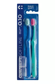 Зубные щетки для взрослых сверхмягкие CURASEPT MAXI SOFT 010 (2шт в блистере, 2цвета)