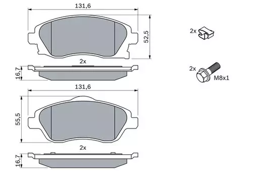 Тормозные колодки дисковые передняя ось BOSCH 0 986 424 527