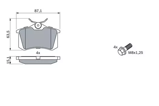 Тормозные колодки дисковые задняя ось BOSCH 0 986 424 751