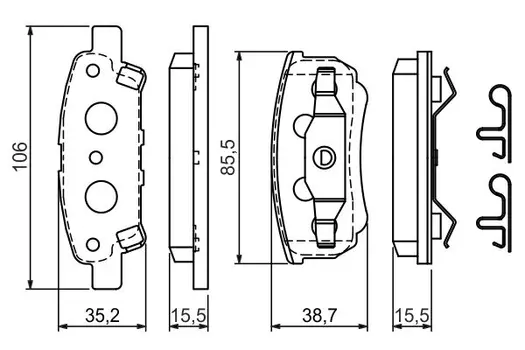 0 986 424 814 1051 02=1062 002-SX [MN116929] !колодки дисковые з.\ Mitsubishi Outlander 2.0/2.4 03>