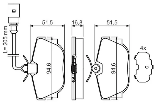 Тормозные колодки дисковые задняя ось BOSCH 0 986 494 051
