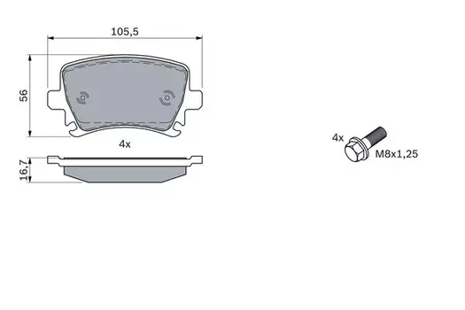 Тормозные колодки дисковые задняя ось BOSCH 0 986 494 053